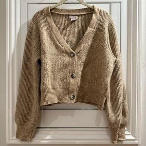 Sincerely Jules Tan Cardigan Sweater V-Neck Relaxed Fit - Size XL